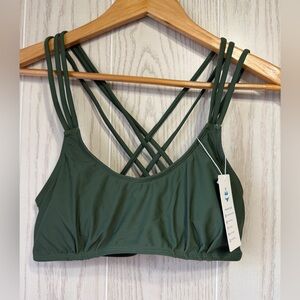 beachsissi Strappy Crossback Bikini Top Green Medium NWT Swimwear